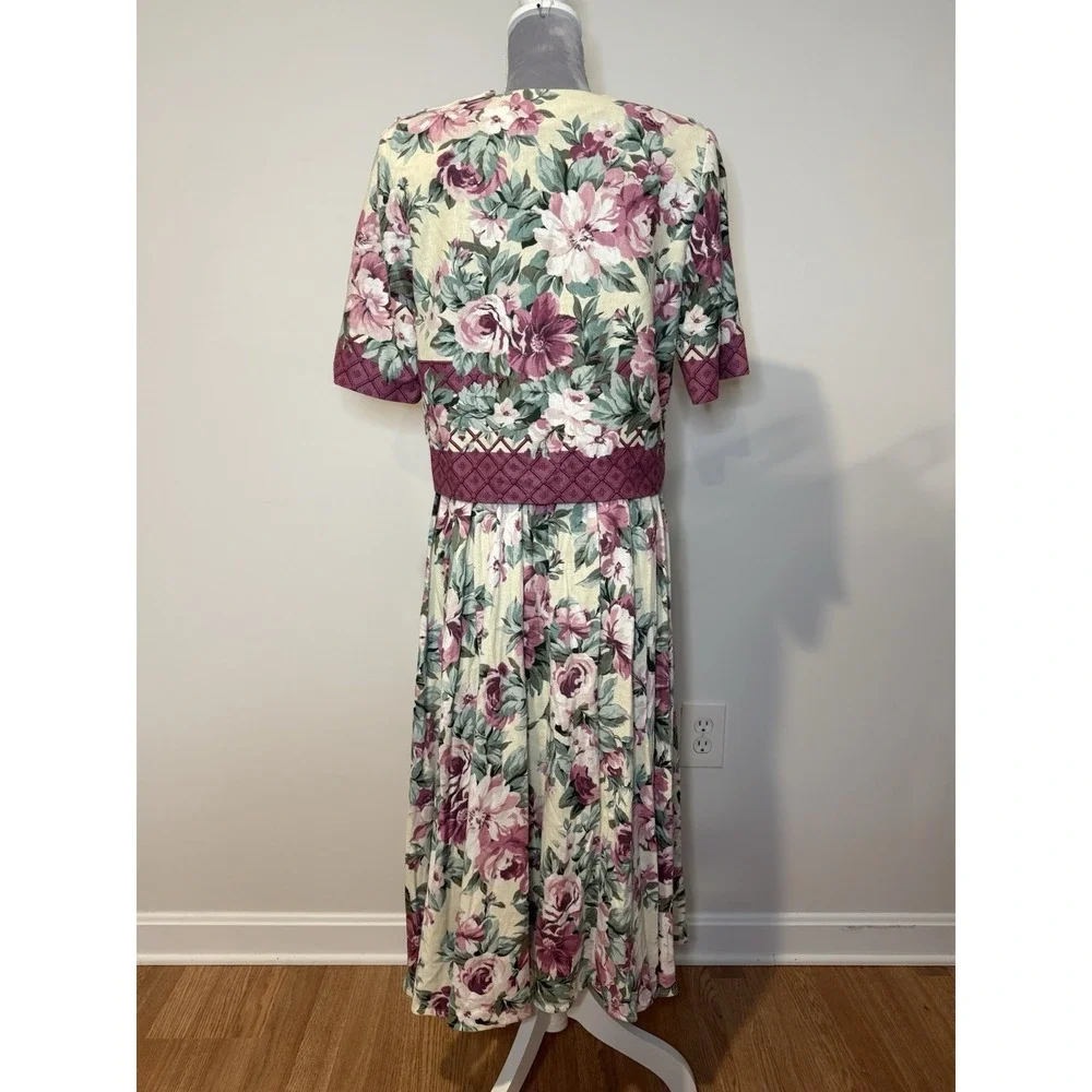 Vintage 80s 90s Positive Attitude Sz 10 Pink Floral Skirt Set CottageCore Career